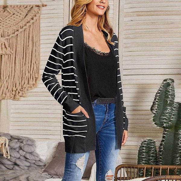 brand new women knitted outerwear long sleeve classic stripes sweater female casual v-neck sweater with pockets, White
brand new women knitted outerwear long sleeve classic stripes sweater female casual v-neck sweater with pockets, White