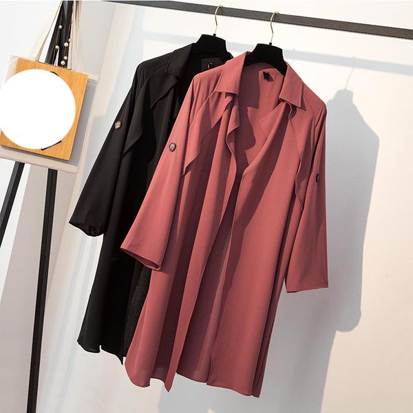 high-quality fashion large size women's coat 2019 spring summer new loose casual wild thin long trench coat cardigan female, Tan;black
high-quality fashion large size women's coat 2019 spring summer new loose casual wild thin long trench coat cardigan female, Tan;black