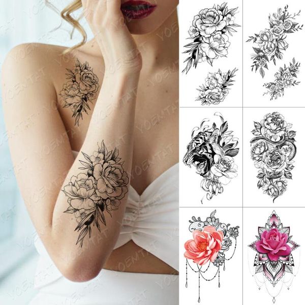 waterproof temporary tattoo sticker flower lace peony rose sketches flash tattoos black henna body art arm fake tatoo women men
waterproof temporary tattoo sticker flower lace peony rose sketches flash tattoos black henna body art arm fake tatoo women men