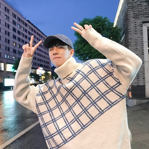 winter new high collar sweater men warm fashion plaid loose long sleeve knitting pullover man casual male clothes, White;black
winter new high collar sweater men warm fashion plaid loose long sleeve knitting pullover man casual male clothes, White;black