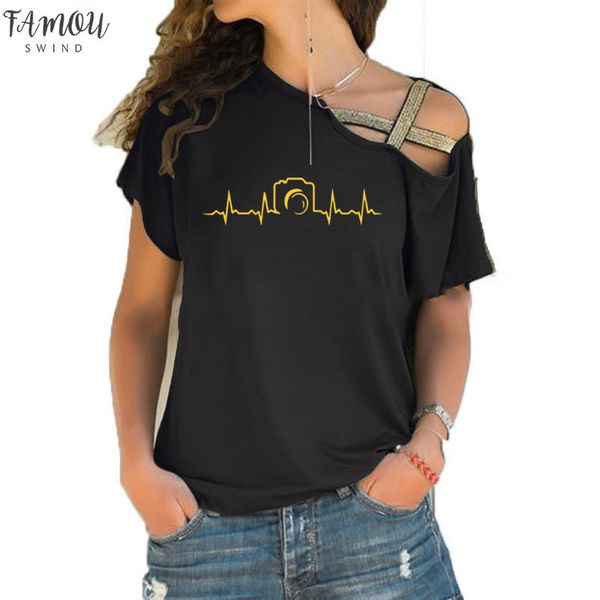 women short sleeve t shirt heartbeat of camera shirts summer short sleeve cotton fashion pgrapher irregular skew cross bandage t, White
women short sleeve t shirt heartbeat of camera shirts summer short sleeve cotton fashion pgrapher irregular skew cross bandage t, White
