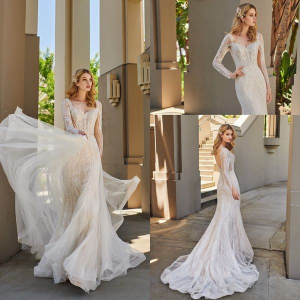 long sleeve mermaid wedding dresses see through scoop neck lace appliques bridal gowns backless sweep train plus size wedding dress, White
long sleeve mermaid wedding dresses see through scoop neck lace appliques bridal gowns backless sweep train plus size wedding dress, White