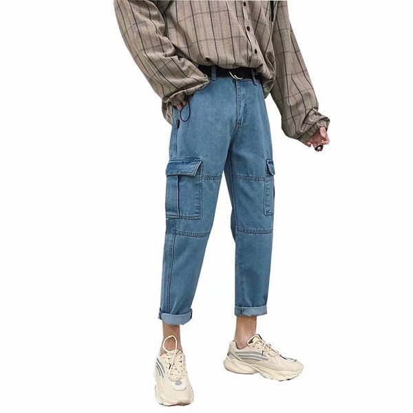 men's jeans 2021 fashion casual denim straight overalls teenager korean style loose wide leg pants, Blue
men's jeans 2021 fashion casual denim straight overalls teenager korean style loose wide leg pants, Blue