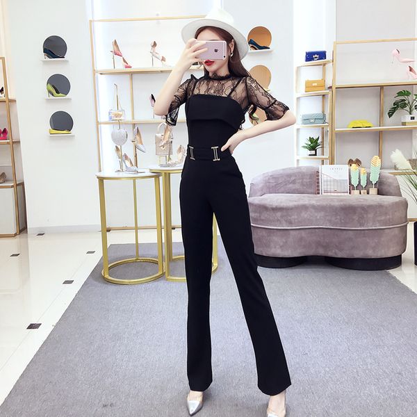 2020 new suit western style two-piece korean version of the lace blouse + thin strap jumpsuits #5481 real, White
2020 new suit western style two-piece korean version of the lace blouse + thin strap jumpsuits #5481 real, White