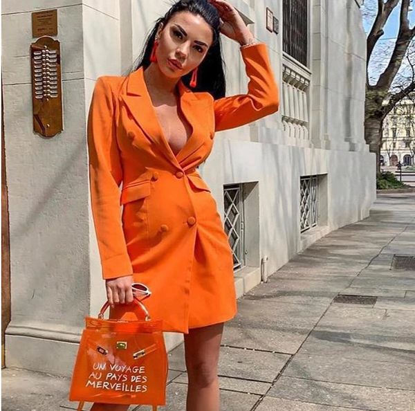 women chic black orange blazer pockets double breasted long sleeve office wear coat solid female casual outerwear, White;black
women chic black orange blazer pockets double breasted long sleeve office wear coat solid female casual outerwear, White;black