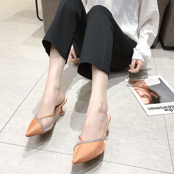 high heel mules shoes women summer breathable mesh pointed toe slippers stitching stiletto half slippers women party shoes, Black
high heel mules shoes women summer breathable mesh pointed toe slippers stitching stiletto half slippers women party shoes, Black