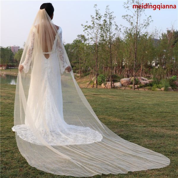 new elegant cut edge white ivory champagne cathedral length one layer wedding veil alloy comb meidingqianna brand, Black
new elegant cut edge white ivory champagne cathedral length one layer wedding veil alloy comb meidingqianna brand, Black