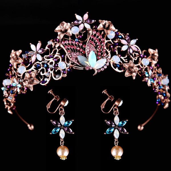 diezi ethnic baroque vintage multicolor crystal opal black tiara crown earrings for bridal crown women hair accessories headband, White;golden
diezi ethnic baroque vintage multicolor crystal opal black tiara crown earrings for bridal crown women hair accessories headband, White;golden