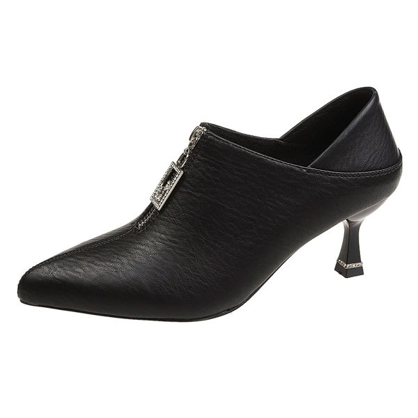 women shoes autumn winter pu leather pointed toe thick high heel solid mom shoes zipper wedding female pumps boots u14-51, Black
women shoes autumn winter pu leather pointed toe thick high heel solid mom shoes zipper wedding female pumps boots u14-51, Black