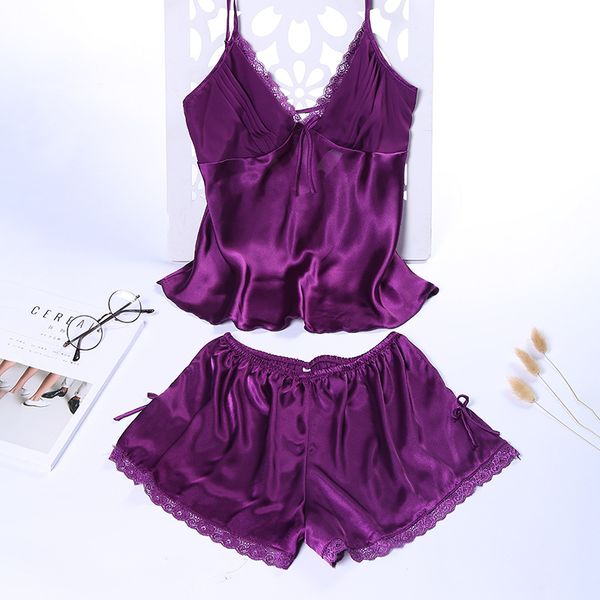doreenbow summer pajamas sets women female sleep set women's deep v-neck spaghetti strap shorts sleepwear silk homewear, Black;red
doreenbow summer pajamas sets women female sleep set women's deep v-neck spaghetti strap shorts sleepwear silk homewear, Black;red