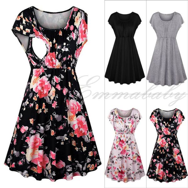maternity dresses floral solid short sleeve ruffles o-neck summer fashion nursing breastfeeding clothes for pregnant women, White
maternity dresses floral solid short sleeve ruffles o-neck summer fashion nursing breastfeeding clothes for pregnant women, White