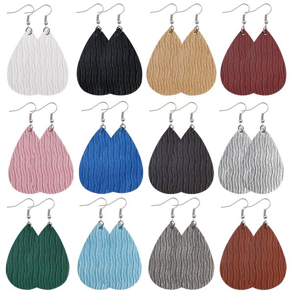 2020 new teardrop pu leather earrings multicolors bohemia water ripple lightweight dangle drop hook earring wholesale, Golden
2020 new teardrop pu leather earrings multicolors bohemia water ripple lightweight dangle drop hook earring wholesale, Golden