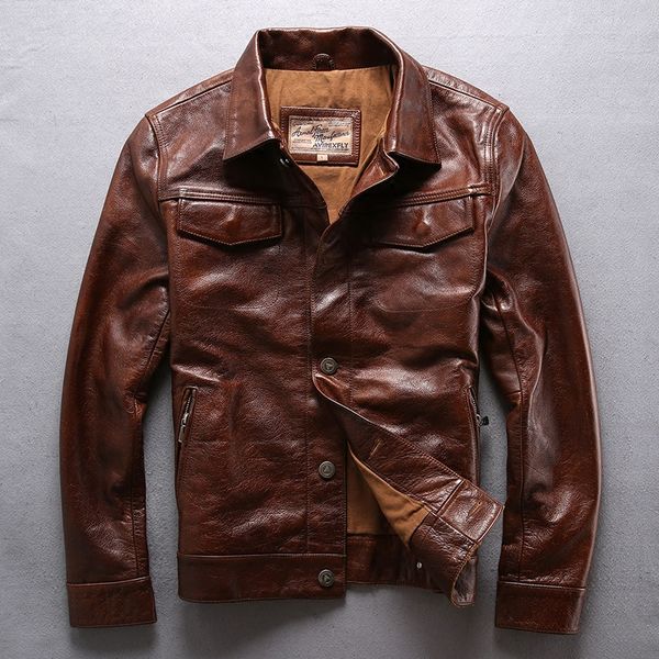 2019 genuine leather jacket men turn down collar single breasted solid cowskin leather coat men autumn casual jacket, Black
2019 genuine leather jacket men turn down collar single breasted solid cowskin leather coat men autumn casual jacket, Black