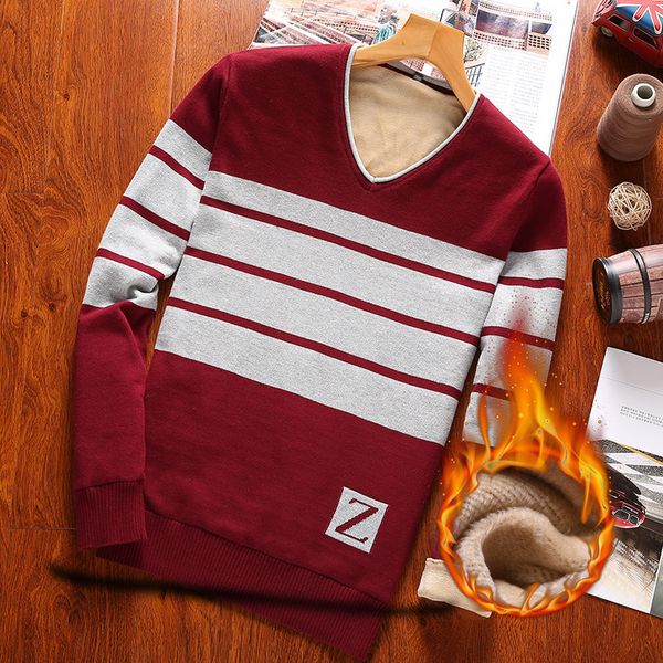 autumn winter men's cotton sweater fashion round neck stripe flannel warm thick long sleeve sweater, White;black
autumn winter men's cotton sweater fashion round neck stripe flannel warm thick long sleeve sweater, White;black