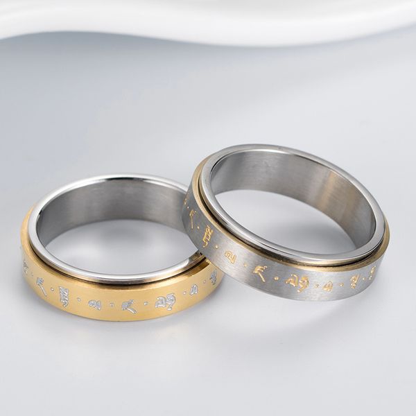 religious culture tibetan buddhism mantra golden titanium steel ring good luck can turn fashion accessories wholesale postage, Silver
religious culture tibetan buddhism mantra golden titanium steel ring good luck can turn fashion accessories wholesale postage, Silver