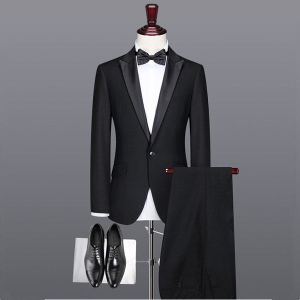 men's suits & blazers suit set black single buckle gun collar 2 jackets + pants wedding groomsman grooms dress custom made, White;black
men's suits & blazers suit set black single buckle gun collar 2 jackets + pants wedding groomsman grooms dress custom made, White;black
