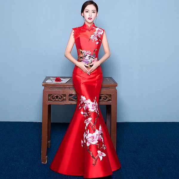 mermaid tail asian style short sleeve fashion red embroidery bride wedding qipao long cheongsam chinese traditional dress
mermaid tail asian style short sleeve fashion red embroidery bride wedding qipao long cheongsam chinese traditional dress