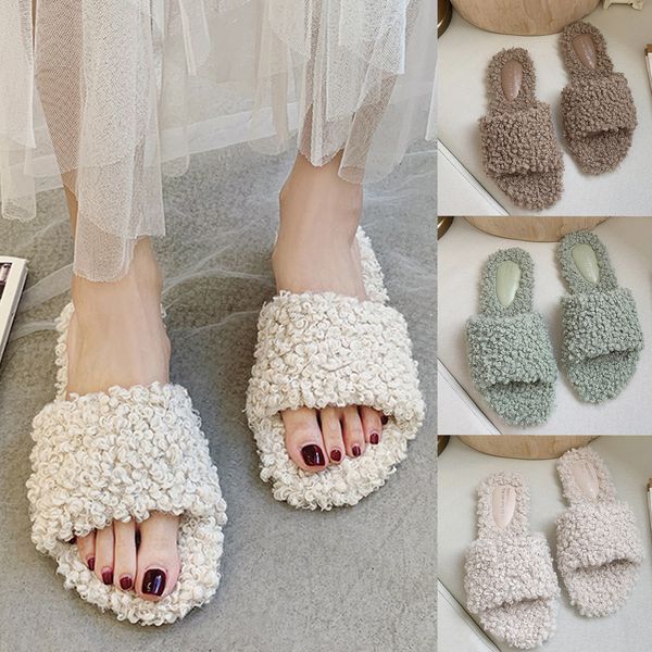 women's furry slippers ladies girls cute cotton short plush anti-slip open toe flat slippers shoes indoor outdoor chinelos, Black
women's furry slippers ladies girls cute cotton short plush anti-slip open toe flat slippers shoes indoor outdoor chinelos, Black