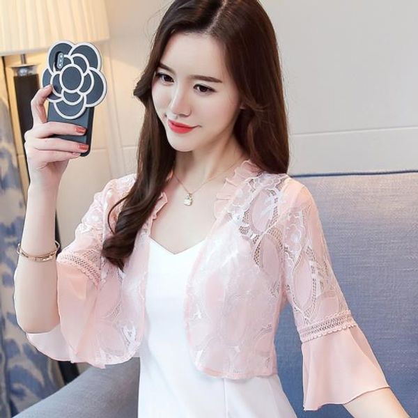 2019 spring new shrug women jacket half sleeve lace solid light crop open stitch cardigan short all-match shawl wraps ae371, Black;brown
2019 spring new shrug women jacket half sleeve lace solid light crop open stitch cardigan short all-match shawl wraps ae371, Black;brown
