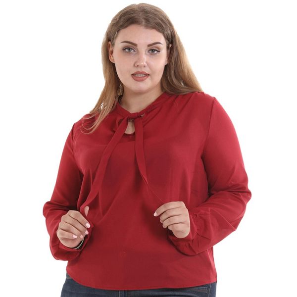 women large size chiffon casual loose lace up solid color slim long sleeve, White
women large size chiffon casual loose lace up solid color slim long sleeve, White