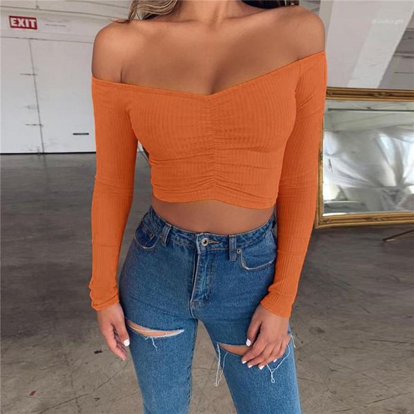 neck designer tshirts women slim solid color strapless long sleeved pullover tshirts fashion women tees slash, White
neck designer tshirts women slim solid color strapless long sleeved pullover tshirts fashion women tees slash, White