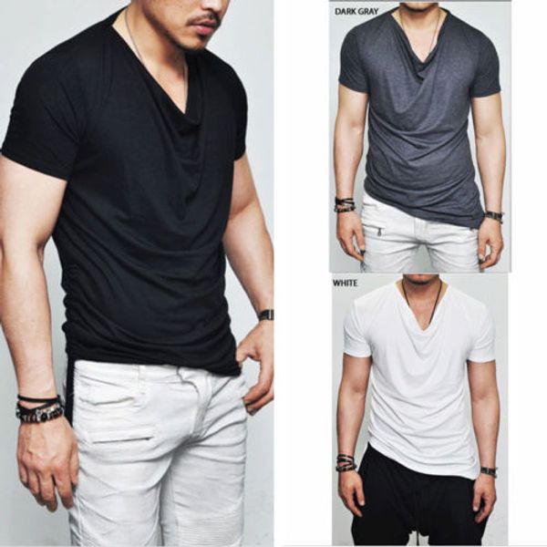 мужская v-образным вырезом футболка slim fit с коротким рукавом сплошной цвет повседневная 2018 новая мода лето повседневная одежда, White;black
мужская v-образным вырезом футболка slim fit с коротким рукавом сплошной цвет повседневная 2018 новая мода лето повседневная одежда, White;black