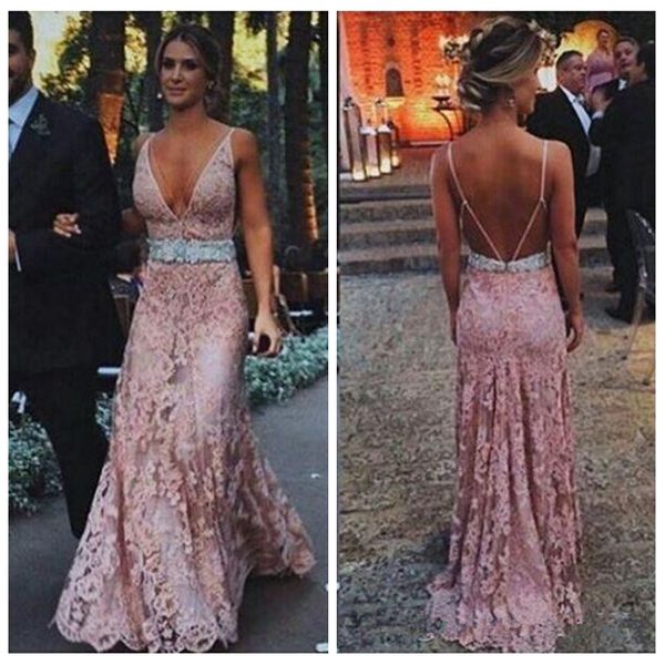 2019 spaghetti lace appliques slim mermaid prom dresses backless sweep train long ladies evening party gowns special maxi dress, Black
2019 spaghetti lace appliques slim mermaid prom dresses backless sweep train long ladies evening party gowns special maxi dress, Black