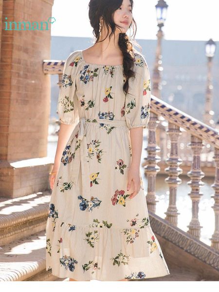 Summer Plant Patterns Elegant Dress Fresh Style Clothes For Women Belt Ladies Half Sleeve Long Dress
Summer Plant Patterns Elegant Dress Fresh Style Clothes For Women Belt Ladies Half Sleeve Long Dress