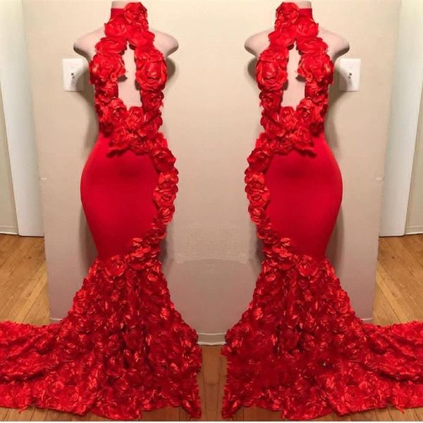 red high neck prom dresses 2019 handmade flowers mermaid evening gowns count train black girls african gown backless hollow out bc1038
red high neck prom dresses 2019 handmade flowers mermaid evening gowns count train black girls african gown backless hollow out bc1038