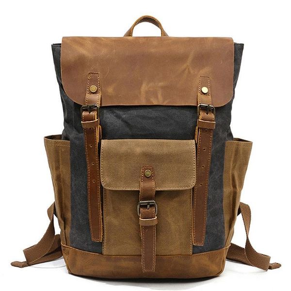 large vintage oil canvas leather traveling lapbackpack teenager school bag waterproof rucksack outdoor sport gym daypack
large vintage oil canvas leather traveling lapbackpack teenager school bag waterproof rucksack outdoor sport gym daypack