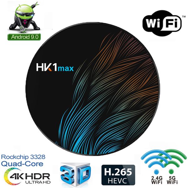 

HK1 MAX Android 9.0 TV Box RK3228 Четырехъядерный процессор Dual Wifi 2.4G 5G BT4.0 4K USB 3.0 Медиа-плеер
