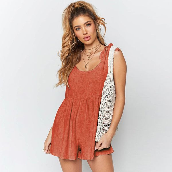 2019 summer new women beach solid color regular sleeveless backless flared trousers casual playsuits, Black;white
2019 summer new women beach solid color regular sleeveless backless flared trousers casual playsuits, Black;white