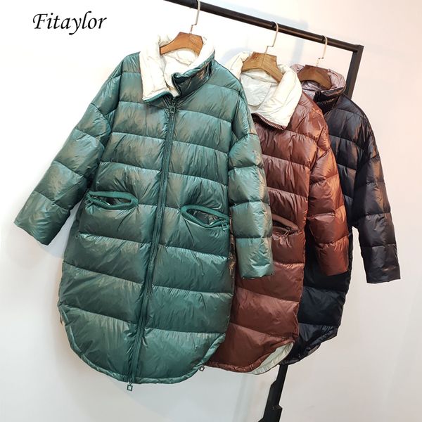 fitaylor new winter women ultra light white duck down long parka stand collar zipper bright side down jacket breadwear outwear, Black
fitaylor new winter women ultra light white duck down long parka stand collar zipper bright side down jacket breadwear outwear, Black