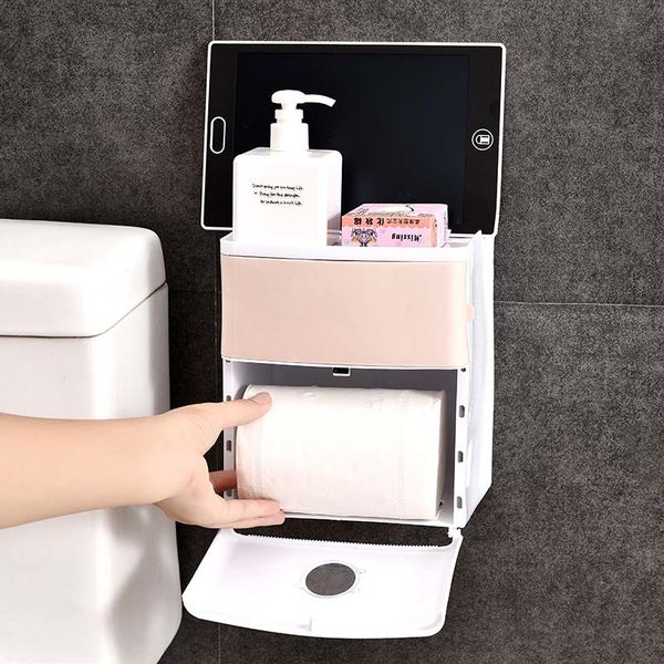 bathroom waterproof tissue box plastic bath toilet paper holder wall mounted paper storage box no trace double layer shelf
bathroom waterproof tissue box plastic bath toilet paper holder wall mounted paper storage box no trace double layer shelf