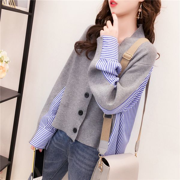 spring and autumn new stitching knitted cardigan sweater women's small fresh foreign style v-neck sweater womens sweaters, White
spring and autumn new stitching knitted cardigan sweater women's small fresh foreign style v-neck sweater womens sweaters, White