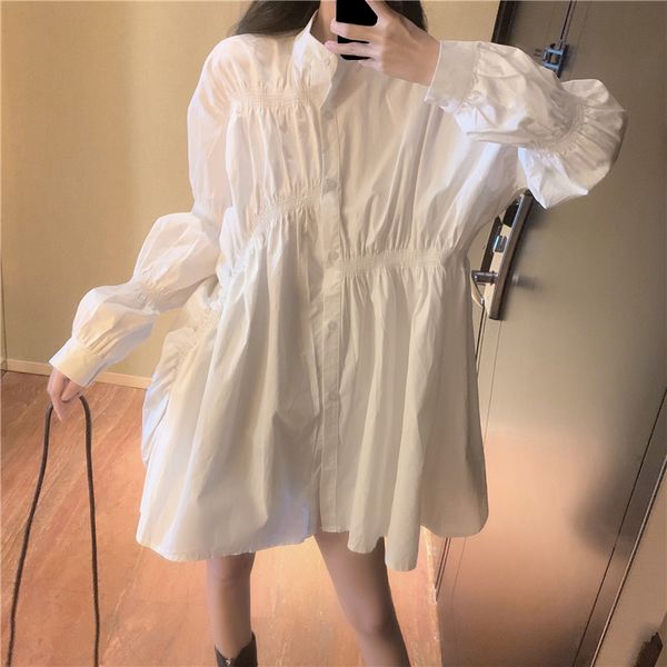 2020 korean single breasted loose irregular mini dress spring summer turtleneck vintage black/white dress female new vestidos, Black;gray
2020 korean single breasted loose irregular mini dress spring summer turtleneck vintage black/white dress female new vestidos, Black;gray