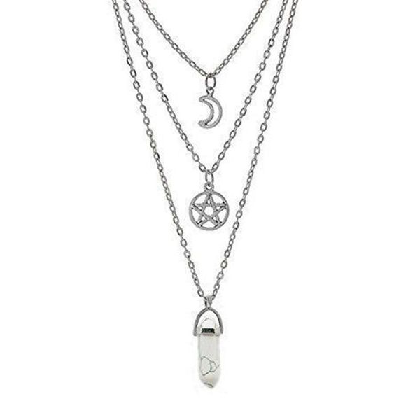 natural stone hexagonal column supernatural pentagram necklace wicca choker multi layered necklace gothic jewelry women gift, Silver
natural stone hexagonal column supernatural pentagram necklace wicca choker multi layered necklace gothic jewelry women gift, Silver