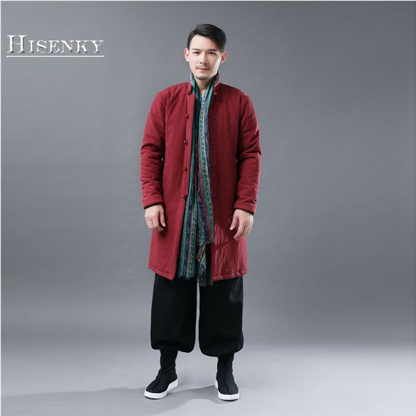 hisenky winter men chinese traditional parkas mandarin collar elastic rib cuff coat ramie cotton-padded thick overcoat jacket, Black
hisenky winter men chinese traditional parkas mandarin collar elastic rib cuff coat ramie cotton-padded thick overcoat jacket, Black