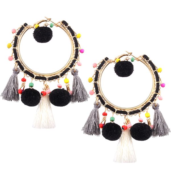 european and american retro fashion personality hair ball earrings geometric big circle exaggerated tassel earrings, Golden;silver
european and american retro fashion personality hair ball earrings geometric big circle exaggerated tassel earrings, Golden;silver