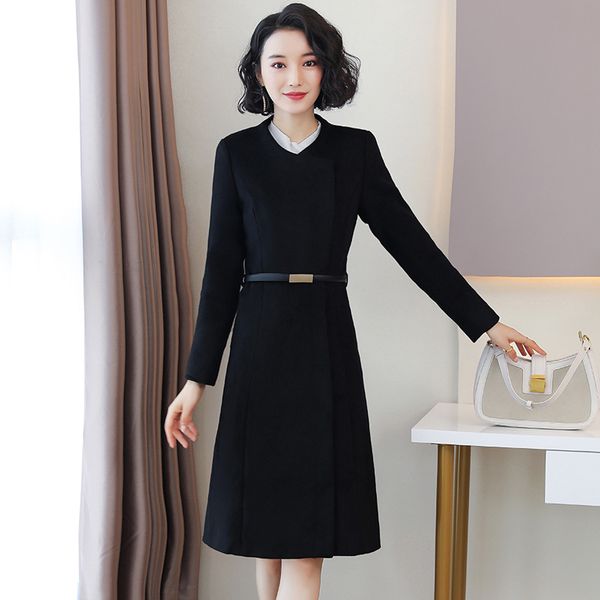 women's wool & blends fashion winter coat temperament long sleeve round neck woolen womens coats, Black
women's wool & blends fashion winter coat temperament long sleeve round neck woolen womens coats, Black