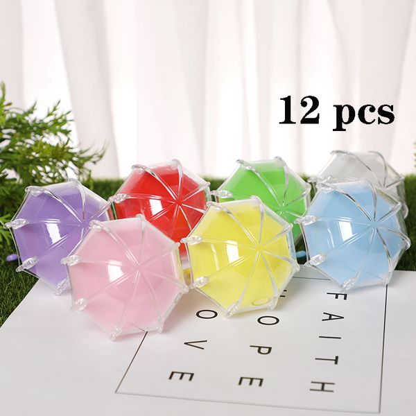 

2019 new 12pcs creative transparent plastic candy box small umbrella shape wedding candy box with gift storage empty