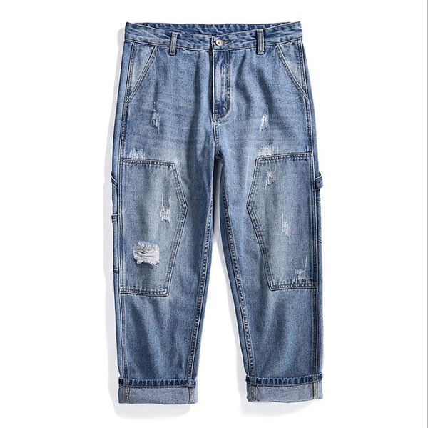 new 2019 european and american men's jeans collage nine points pants straight pants youth popular middle waist casual, Blue
new 2019 european and american men's jeans collage nine points pants straight pants youth popular middle waist casual, Blue