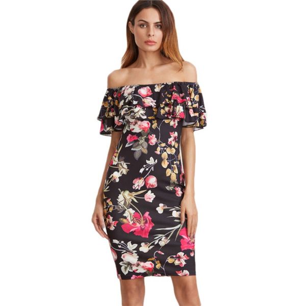 women dress off the shoulder butterfly sleeve summer sheath dresses floral printing dresses home party dressing, Black;gray
women dress off the shoulder butterfly sleeve summer sheath dresses floral printing dresses home party dressing, Black;gray