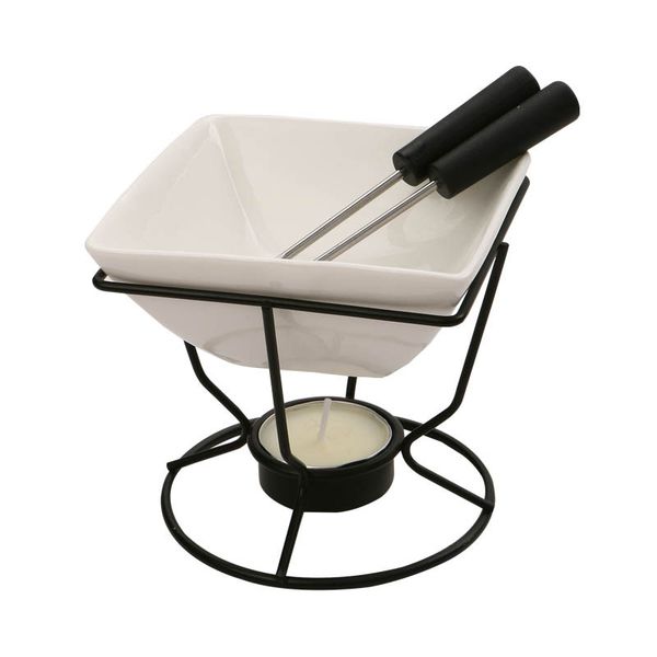 white porcelain square cheese chocolate fondue set butter warmer tools for seafood with black iron tealight burner and forks 7oz
white porcelain square cheese chocolate fondue set butter warmer tools for seafood with black iron tealight burner and forks 7oz