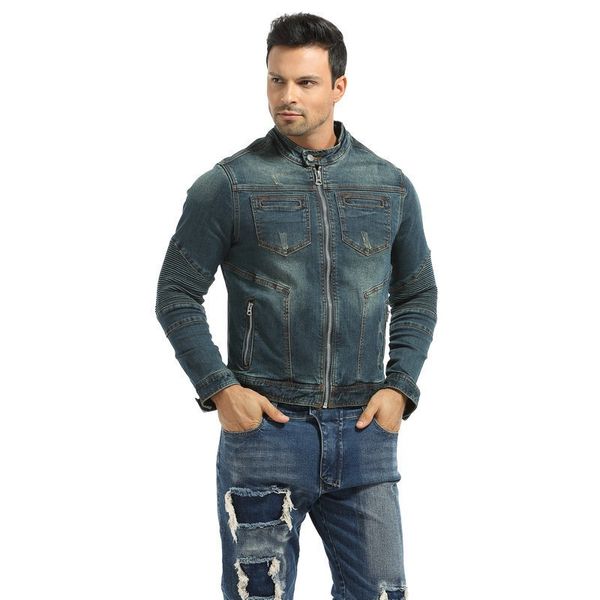 men's jackets motorcycle biker denim jacket stand collar zipper blue elastic slim fit man jeans coat with protection, Black;brown
men's jackets motorcycle biker denim jacket stand collar zipper blue elastic slim fit man jeans coat with protection, Black;brown