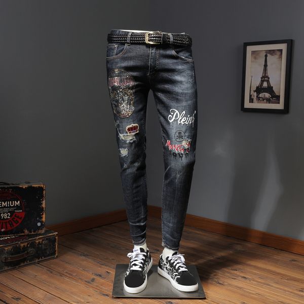 fashion mens skinny ripped print jeans streetwear blue jean pencil pants for cowboys men hj04
fashion mens skinny ripped print jeans streetwear blue jean pencil pants for cowboys men hj04