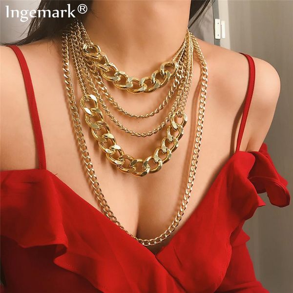ingemark ethnic cuban choker necklace collar women male jewelry multi layer aluminum thick chain chunky necklace steampunk man, Silver
ingemark ethnic cuban choker necklace collar women male jewelry multi layer aluminum thick chain chunky necklace steampunk man, Silver