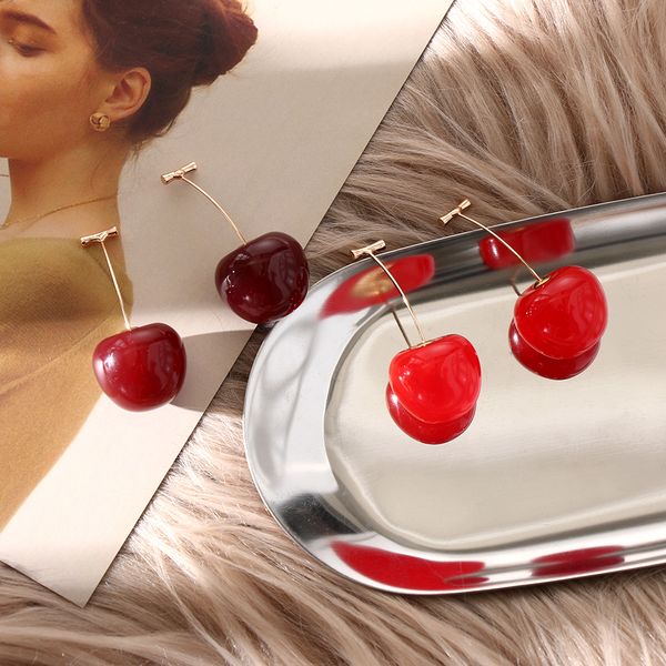 new fashion red cherry fruit simple earrings for women tassel dangle earrings sweet long pendant girl gift summer korea jewelry, Silver 
new fashion red cherry fruit simple earrings for women tassel dangle earrings sweet long pendant girl gift summer korea jewelry, Silver