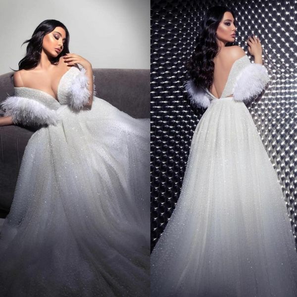 bling bling a line wedding dresses off shoulder backless bridal gowns illusion short sleeve wedding dress, White
bling bling a line wedding dresses off shoulder backless bridal gowns illusion short sleeve wedding dress, White