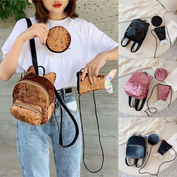 three-piece children's bag hair ball backpack solid color travel bag student backpack gold velvet dropship t807
three-piece children's bag hair ball backpack solid color travel bag student backpack gold velvet dropship t807
